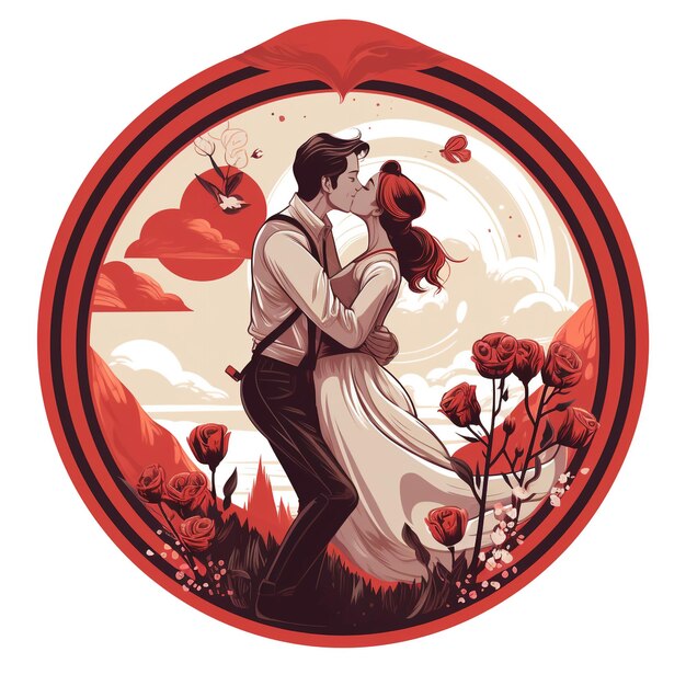 Una ilustración de una pareja que se besan con un vector impresionante