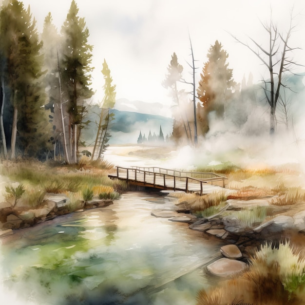 Ilustración del Parque Nacional de Yellowstone
