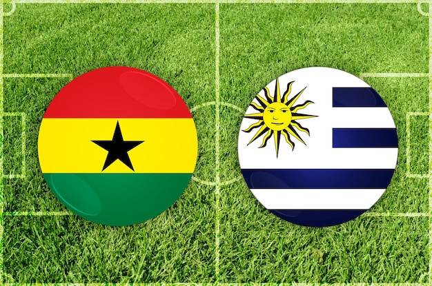 Ilustración para el partido de fútbol ghana vs uruguay