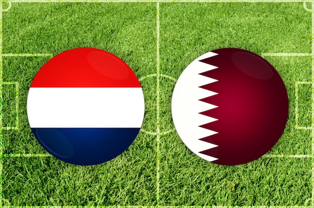 Ilustración para el partido de fútbol holanda vs qatar