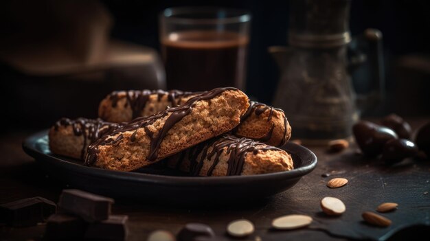 Ilustración de un pastel de chocolate salpicado con cokat derretido