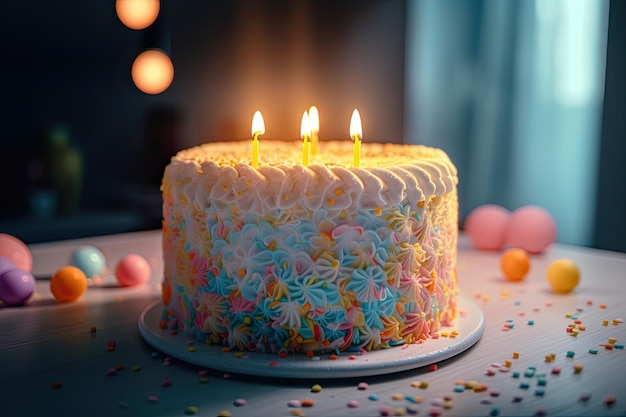 Ilustración de pastel de fiesta de cumpleaños AI generativo