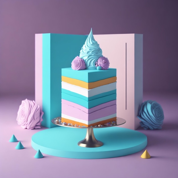 Ilustración de pastel de pastel moderno 3d generada por AI