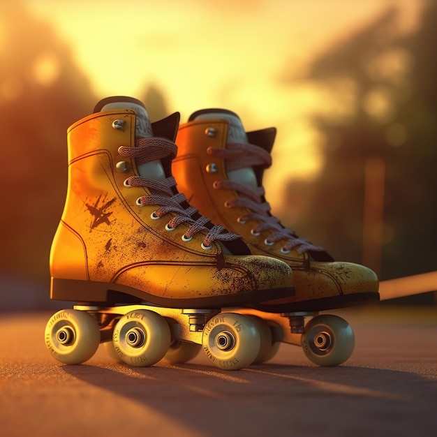 Ilustración de unos patines al atardecer IA generativa