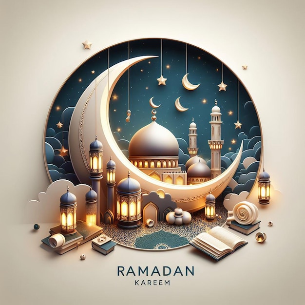 Ilustración del patrón de celebración para la fiesta islámica del Ramadán Los niños celebran