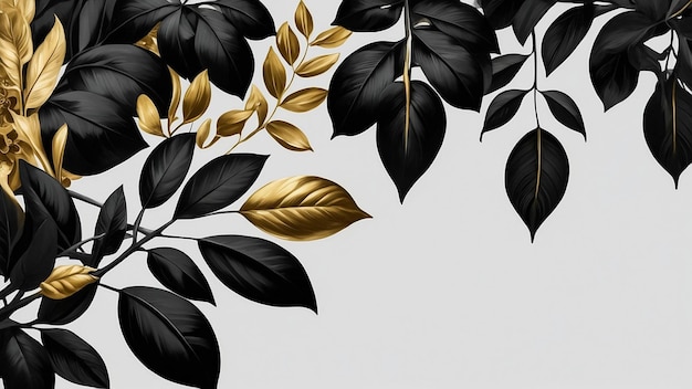 Ilustración de un patrón sin costuras con hojas doradas brillantes o vector floral
