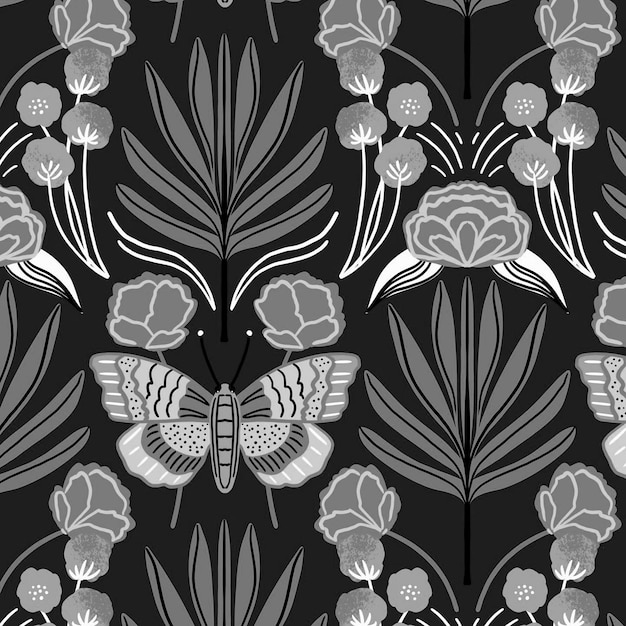Ilustración de patrón de diseño de fondo de doodle floral transparente