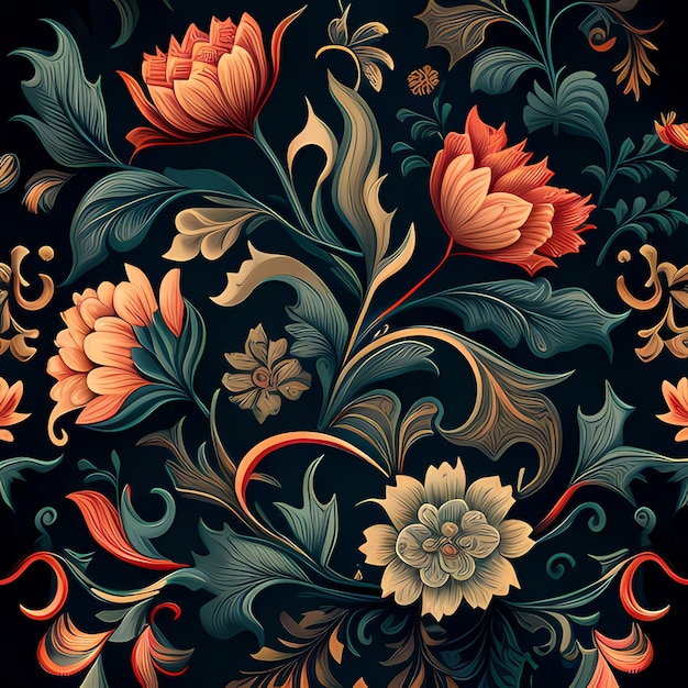 Ilustración de patrón de flor de arte abstracto, diseño de fondo artístico de belleza