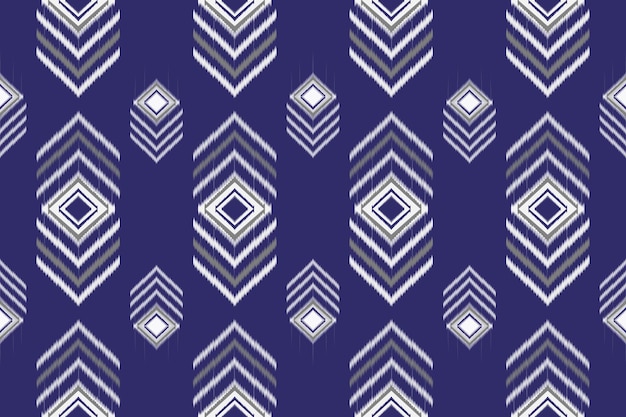 Ilustración del patrón de tela de Ikat con fondo azul abstracto