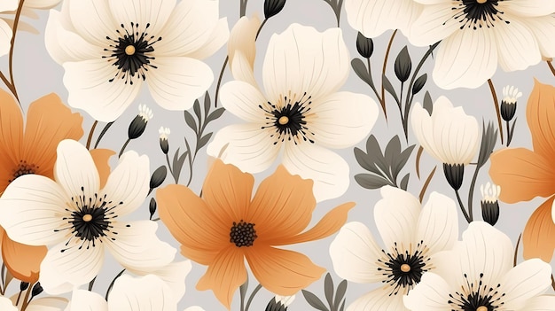 Ilustración de patrones sin fisuras Flores minimalistas