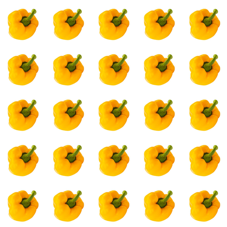Foto ilustración de patrones de verduras simples en un fondo blanco