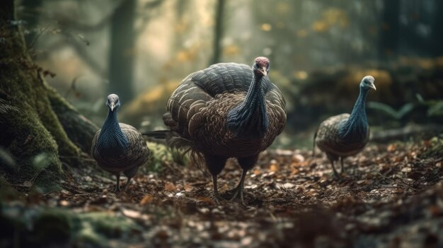 Ilustración de un pavo en el bosque