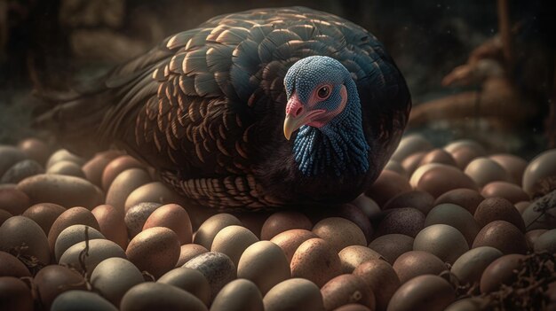 Ilustración de un pavo en medio del bosque