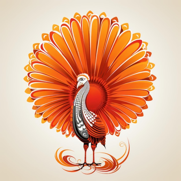 Foto una ilustración de un pavo real naranja en un fondo beige