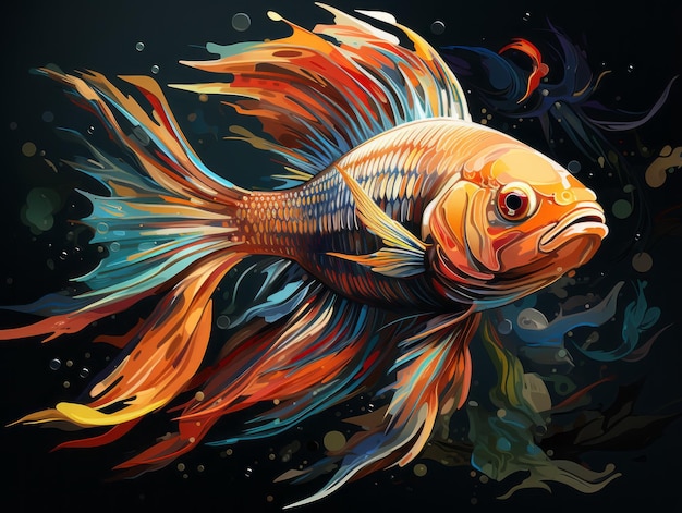 Ilustración de peces y animales acuáticos.