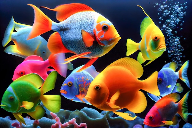 Foto ilustración de peces de colores en el mar rojo ia generativa ia generativa