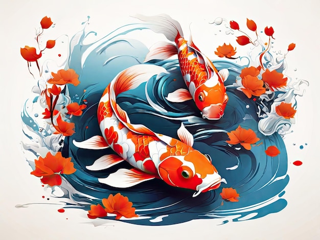 Foto ilustración de peces koi