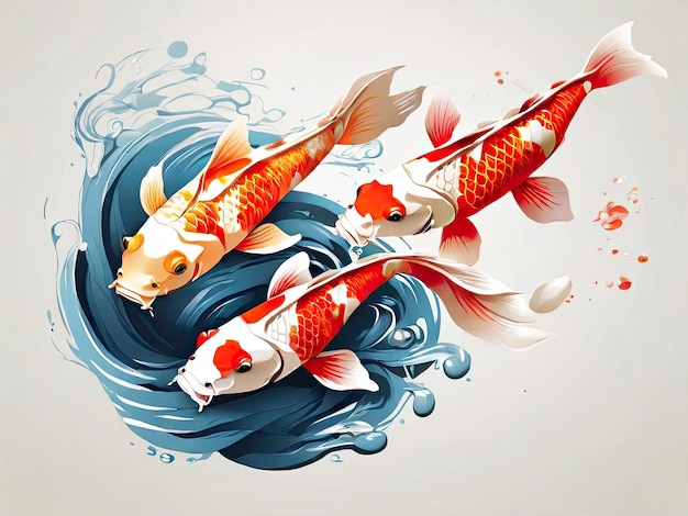 Ilustración de peces koi