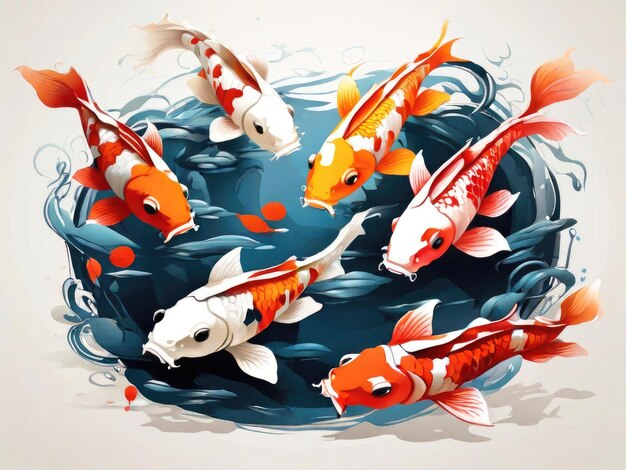 Foto ilustración de peces koi