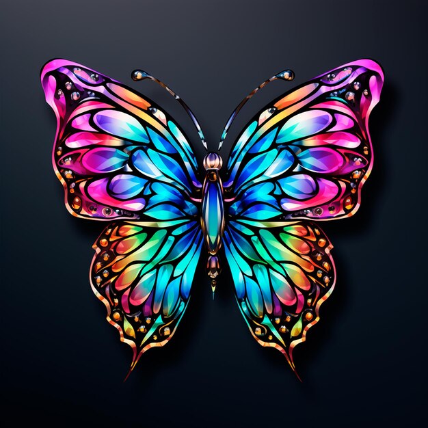 Ilustración de una pegatina de mariposa brillante