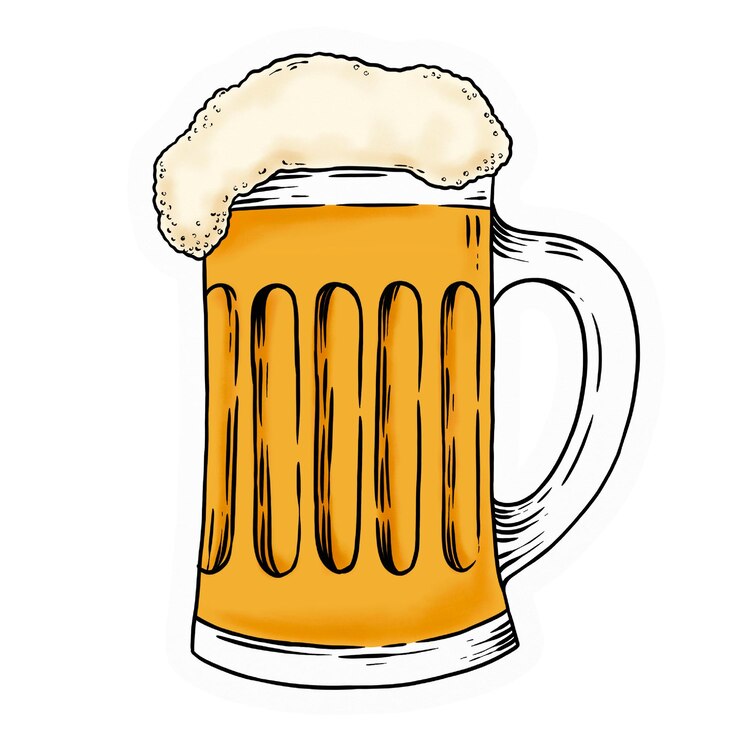 Ilustración de pegatina png de vidrio de cerveza con fondo transparente