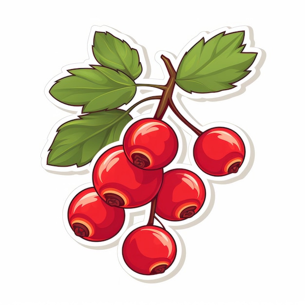 Ilustración de pegatinas de bayas rojas coloreadas con precisión botánica