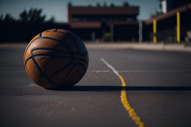 Ilustración de una pelota de baloncesto en la pista