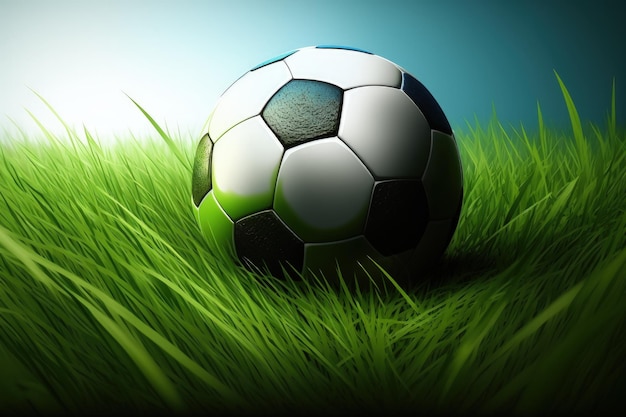 Ilustración de pelota de fútbol en el concepto de deportes de césped IA generativa