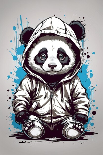 Foto ilustración de un pequeño panda con una capucha