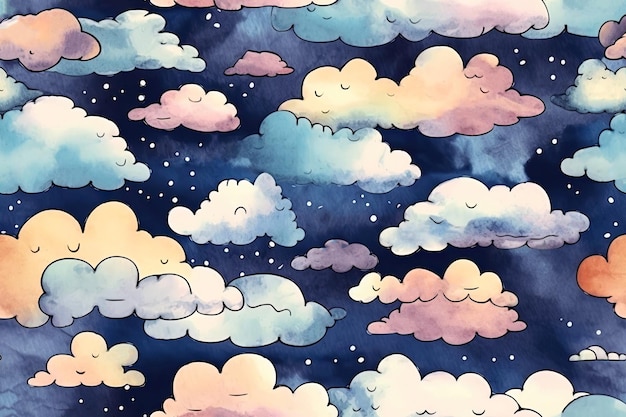 Ilustración perfecta de lindas nubes en tonos pastel IA generativa