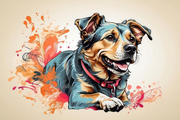 Ilustración de perro de arte pop