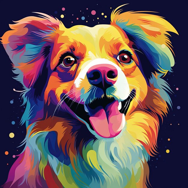 Ilustración de perro colorido para camiseta