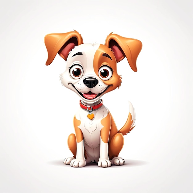 Ilustración de un perro de dibujos animados sobre un fondo blanco