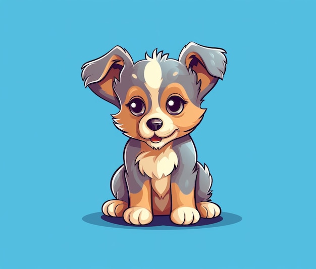 Ilustración de perro con un fondo azul.