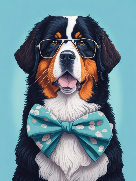 Ilustración de un perro lindo con una corbata de papagaio