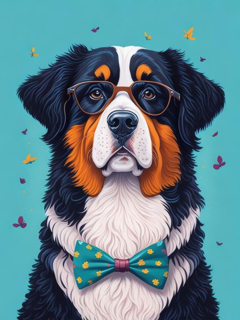 Ilustración de perro lindo perro con gafas