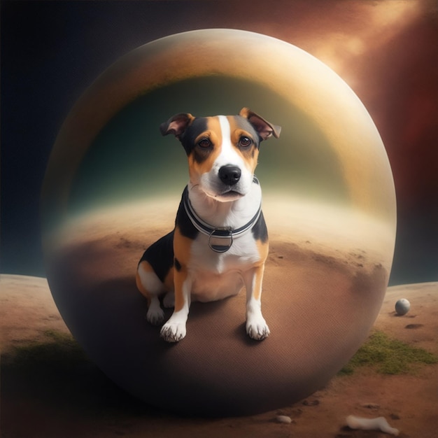 ilustración de perro planeta