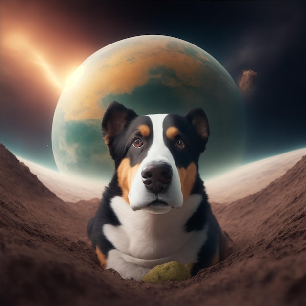 ilustración de perro planeta