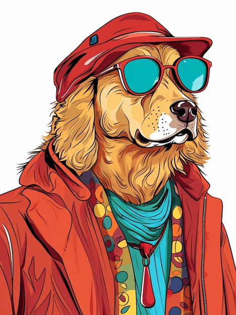 ilustración de un perro que lleva un sombrero generativo ai