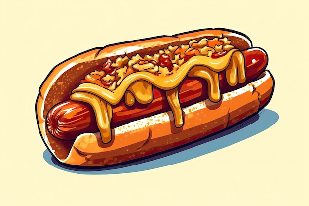 Foto ilustración de perro con queso de chile ilustración alimentaria inteligencia artificial generativa