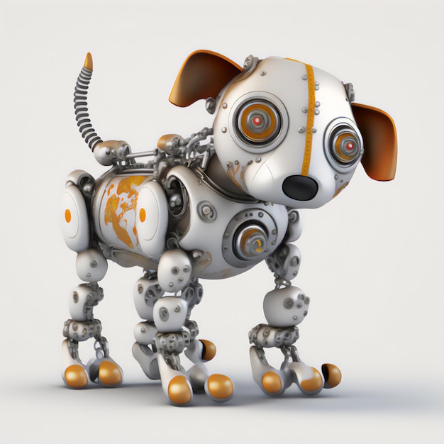 La ilustración del perro robot trae un ambiente de alta tecnología a cualquier habitación.