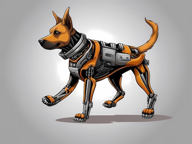 Ilustración de un perro robótico para el diseño de camisetas