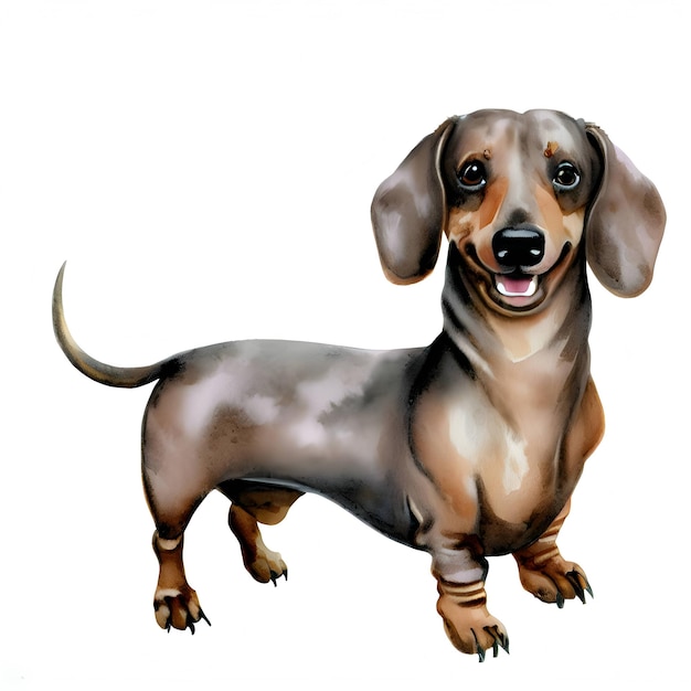 Ilustración de perro salchicha aislado en un fondo blanco