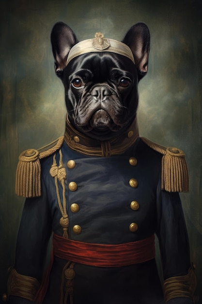 Ilustración de un perro en un uniforme militar