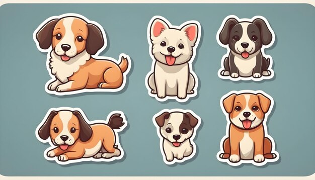 Ilustración de perros lindos ideal para pegatinas