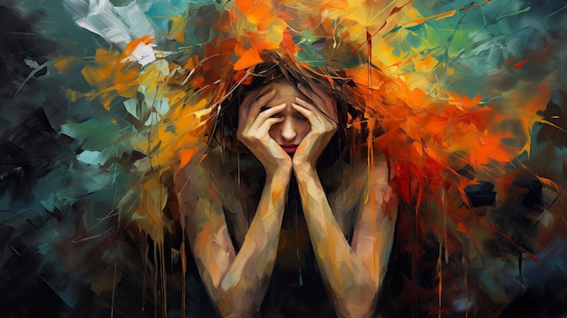 Ilustración persona con depresión y ansiedad