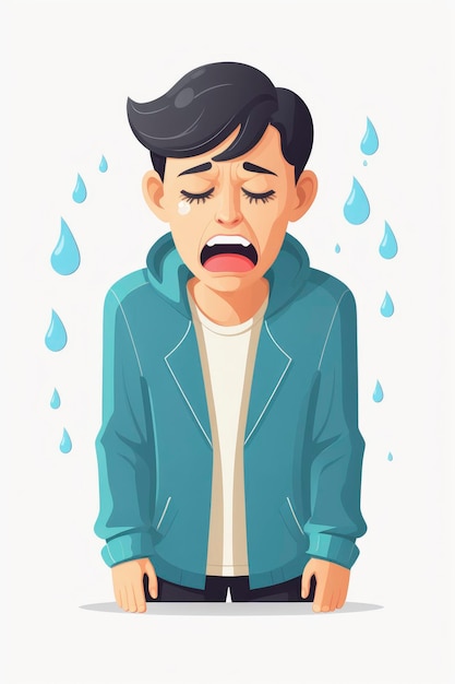 Ilustración de una persona llorando