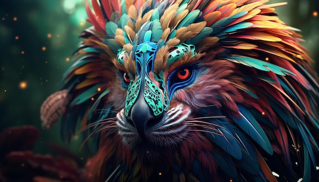 Foto ilustración de personaje animal colorido creativo