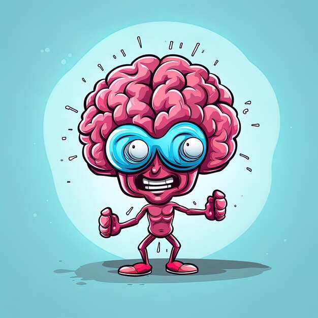 Una ilustración de un personaje cerebral lindo ai generativo