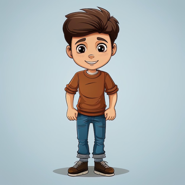 Ilustración de personaje de chico genial en una pose generada por IA